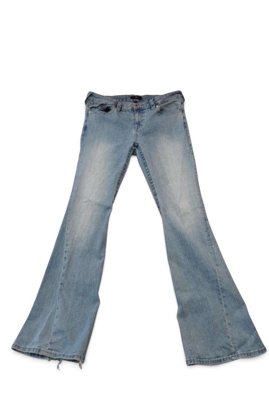 True Religion Joey Low Rise Flare Jeans Womens 32 Light Wash Stretch (Fits 34x32